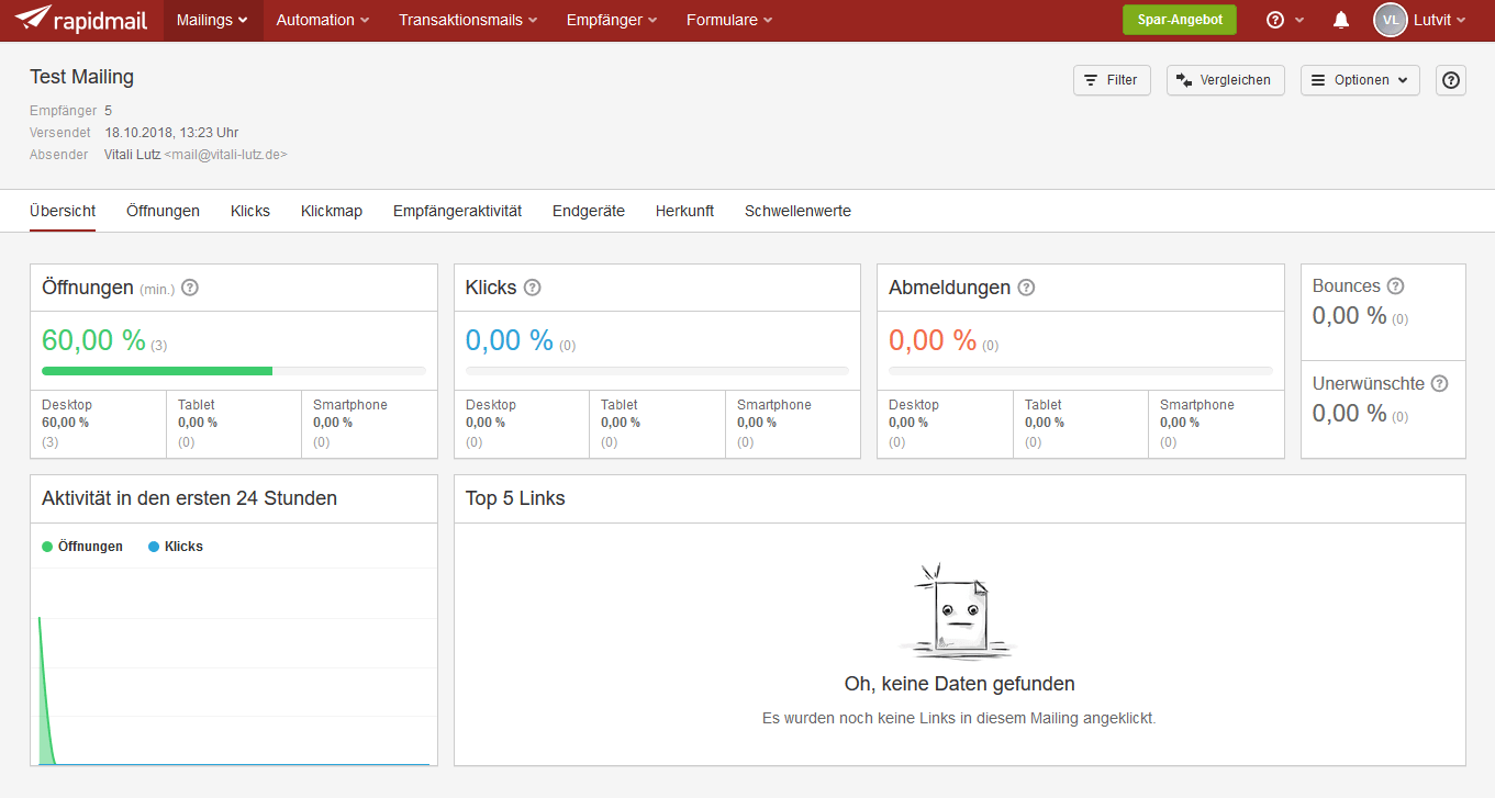 rapidmail Mailing-Statistik